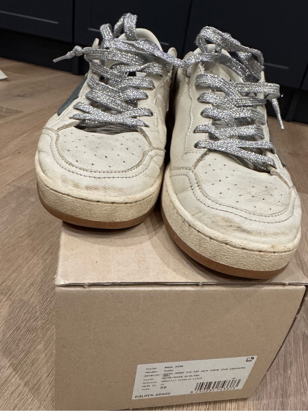 Golden Goose Ball Star Off-White Suede Low-Top Sneakers with Silver Laces